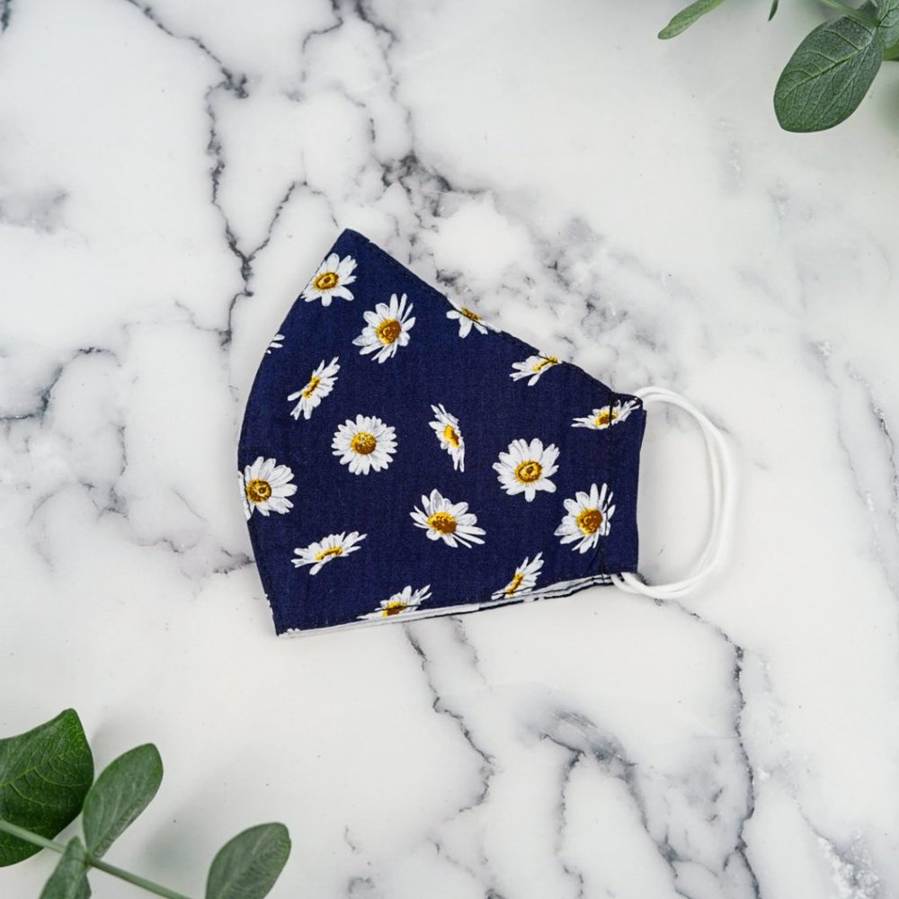 Dark Blue Daisy face mask - Picture 2 of 3